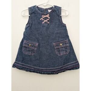 Gymboree Baby Girl Dress Jumper Denim Blue Pink Size 6-12 M